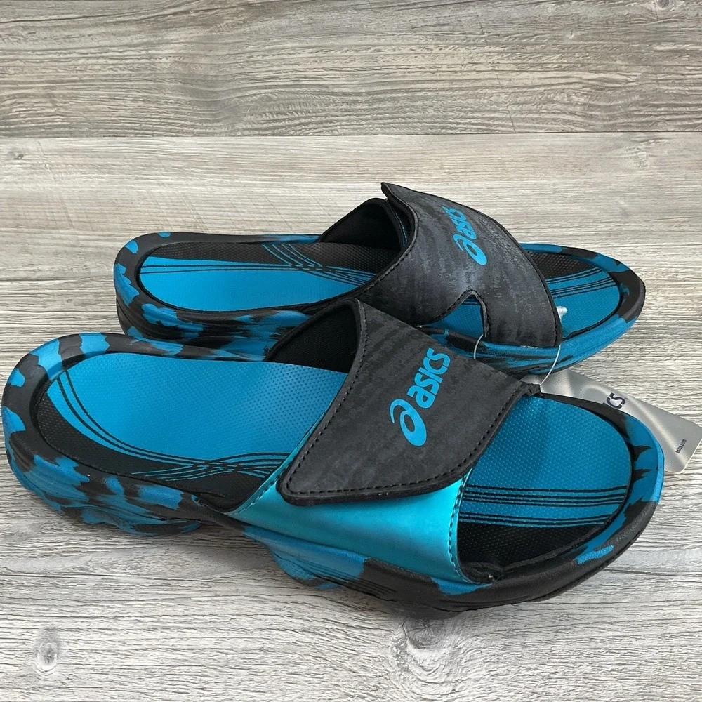 Asics Men's Lyashi Stability P210Y Electric Blue Sandals Size 7 US NEW